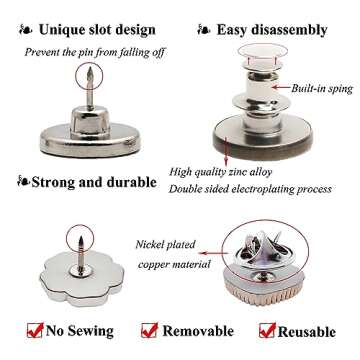 ZLMCUJE Instant Buttons – No Sew, Reusable Fashion Fixes