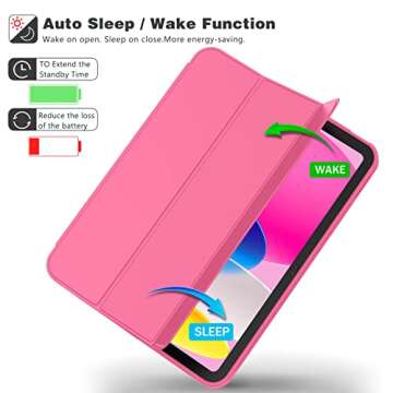 iMieet New iPad 10th Generation Case 2022 10.9 Inch with Pencil Holder, Trifold Stand Smart Case with Soft TPU Back,Auto Wake/Sleep(Watermelon)