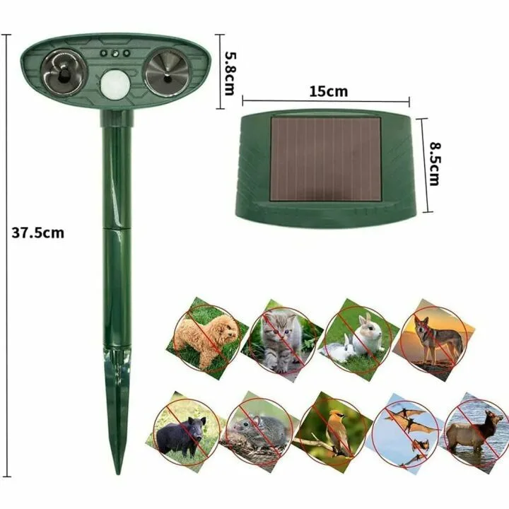 Solar Animal Repeller with Motion Sensor - Green Deterrent