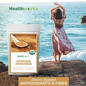 Healthworks Ginger Powder (8 Ounces) | Ground | Raw | All-Natural & Certified Organic | Keto, Vegan & Non-GMO | Great with Coffee, Tea & Juices | Antioxidant Superfood/Spice