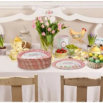 Gift Boutique 50 Count Easter Oval Plates Bright Design