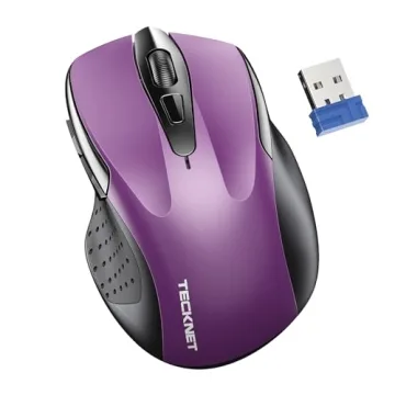 TECKNET Wireless Mouse for Laptop, Silent Mouse Quiet Click, 6 Adjustable 4000 DPI - Purple