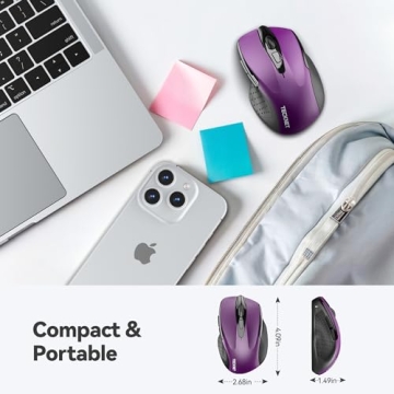 TECKNET Wireless Silent Mouse with Adjustable DPI - Purple