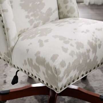 Linon Home Décor Linon Draper Linen Cow Print Office Chair, Walnut