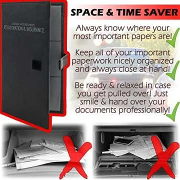 Auto Insurance and Registration Card Holder - Vehicle Glove Box Document Organizer - Car Essential Paperwork Holder for DMV, AAA, Contact Information Cards - Premium PU Leather Wallet Case - Black