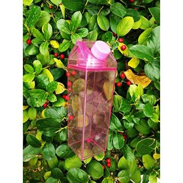 Jinberry 500ml/17Oz Cute Leakproof Milk Carton Water Bottle Portable Drinkware for Outdoor Climbing Tour or Camping