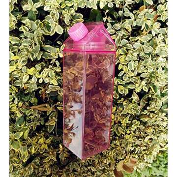 Jinberry 500ml/17Oz Cute Leakproof Milk Carton Water Bottle Portable Drinkware for Outdoor Climbing Tour or Camping