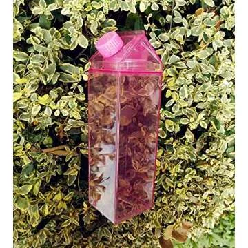 Jinberry 500ml/17Oz Cute Leakproof Milk Carton Water Bottle Portable Drinkware for Outdoor Climbing Tour or Camping