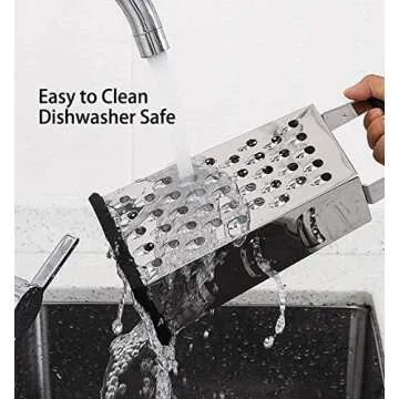 Box Grater For Kitchen,4-Sided Stainless Steel For Parmesan Cheese, Ginger, Vegetables,XL Size and Easy to Use