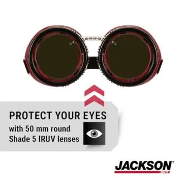 Jackson Safety WS Series Retro Safety Goggles - Welding & Cutting Eye Protection for Men & Women - I...