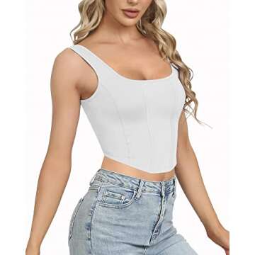 CLOZOZ Womens Bustier Corset Crop Tank Top Square Neck Sexy Crop Tops for Women Going Out Tops Trend...