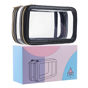 SEAMOSH Clear Make Up Toiletry Travel Makeup Organizer Bag For Women Portable Travel Toiletry Cosmet...