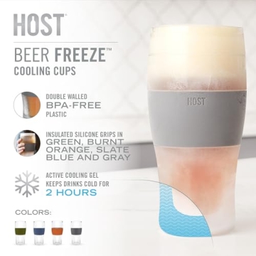 HOST Beer FREEZE Beer Glass Cups Set of 4 Multicolor