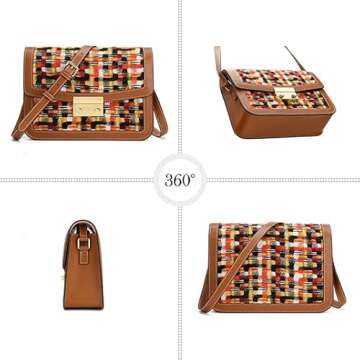 compuda Shoulder Bag for Women leather bag Purses and Handbags with Zipper Crossbody Bag black shoulder bag (Brown-D)