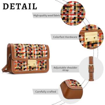 compuda Shoulder Bag for Women leather bag Purses and Handbags with Zipper Crossbody Bag black shoulder bag (Brown-D)