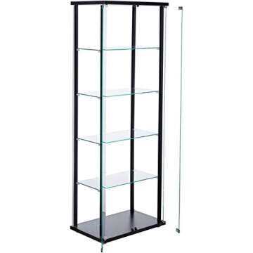 Coaster Home Furnishings Delphinium 64-inch 5-Shelf Clear Glass Curio Display Case, Tall Cabinet wit...