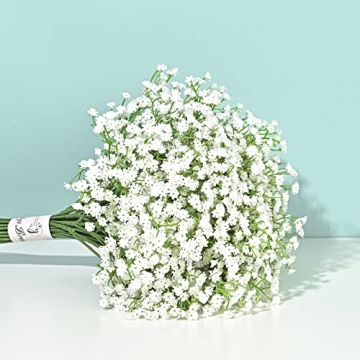 Yastouay Babys Breath Artificial Flowers, 6Pcs Fake White Babys Breath Flowers Artificial Bulk, Real...