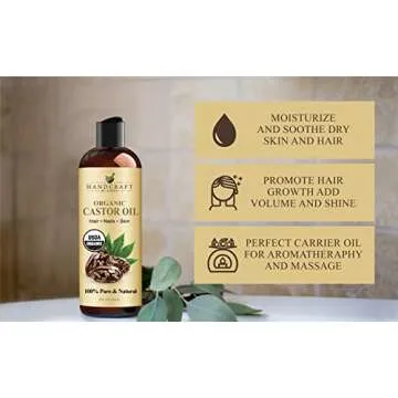 Handcraft Blends Organic Castor Oil - Pure Hair & Skin Care