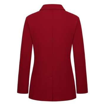 MINTLIMIT Womens Blazer Notched Lapel Long Sleeve Button Front Jacket Suits with Pockets Outerwear, Red, XL