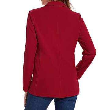 MINTLIMIT Womens Blazer Notched Lapel Long Sleeve Button Front Jacket Suits with Pockets Outerwear, Red, XL