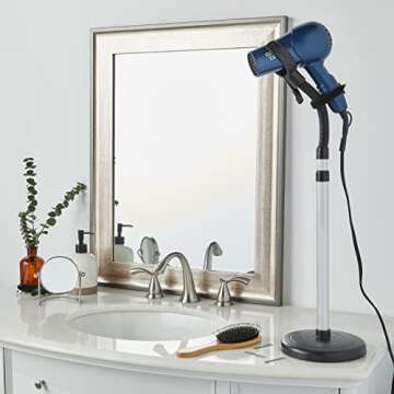Glamlily Adjustable Hands-Free Hair Dryer Stand Holder 360 Degree Rotation, Compatible with Compact Styling Tools