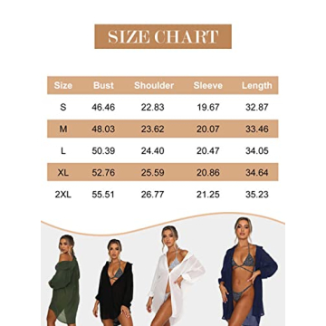 Women's Swimsuit Beach Cover Up Loose V-Neck Button Down Bikini Bathing Suit Army Green L