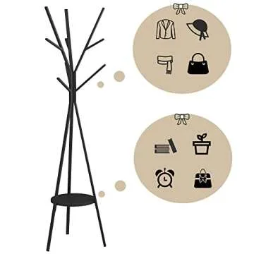 Stylish Coat Rack with 9 Hooks - Free Standing Design