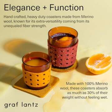 Graf Lantz - Bierfilzl Felt Coasters - Round - 100% Merino Wool - Moisture Wicking - Heat Resistant ...