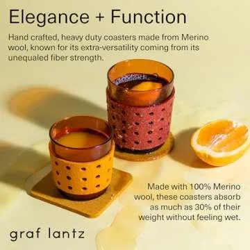 Graf Lantz - Bierfilzl Felt Coasters - Round - 100% Merino Wool - Moisture Wicking - Heat Resistant ...