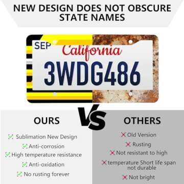 6 Pack Sublimation License Plate Frame Blanks,Metal Aluminum car Tag White,Thermal Transfer DIY Custom Picture Design for Blank License Plates Frame(12.2x6.3x0.04)