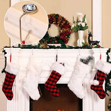 Boao Christmas Stocking Holders Purse Table Hook Mantel Stocking Hooks Hangers Home Kitchen Hanging Hooks for Christmas Home Holiday Decoration (5)