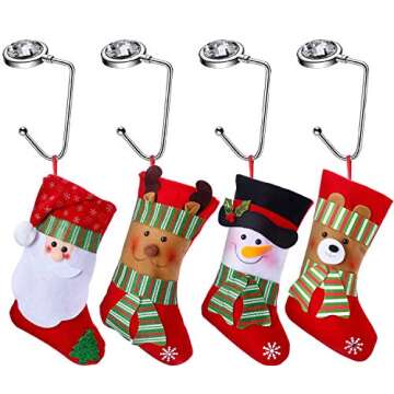 Boao Christmas Stocking Holders Purse Table Hook Mantel Stocking Hooks Hangers Home Kitchen Hanging Hooks for Christmas Home Holiday Decoration (5)