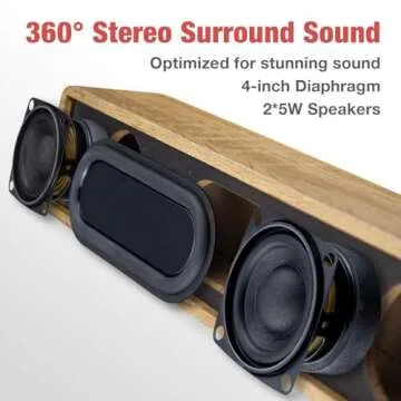 MICA Computer Speakers, Wired Computer Sound Bar, Wooden Mini Soundbar, USB Powered PC Speakers 3.5mm AUX & PC Input (Yellow)