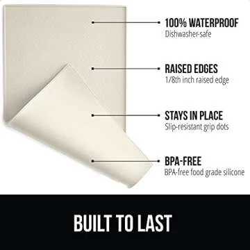 Gorilla Grip 100% Waterproof Raised Edge BPA Free Silicone Pet Feeding Mat, Dog Cat Food Mats Contai...