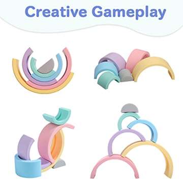 let's make Silicone Rainbow Stacking Toy Sorting and Stacking Game Rainbow Arch Shape Matching Montessori Toys (6Pcs)