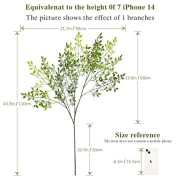 Dremisland Artificial Plant 43.3 Inch Artificial Bamboo Plant Branch 2 Pcs Artificial Green Stems Lucky Bamboo Plants Fake Shrubs Plants Green Bushes for Home Wedding Office Garden Decor (Green)