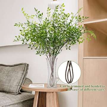 Dremisland Artificial Plant 43.3 Inch Artificial Bamboo Plant Branch 2 Pcs Artificial Green Stems Lucky Bamboo Plants Fake Shrubs Plants Green Bushes for Home Wedding Office Garden Decor (Green)