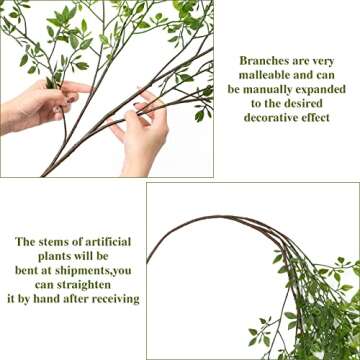 Dremisland Artificial Plant 43.3 Inch Artificial Bamboo Plant Branch 2 Pcs Artificial Green Stems Lucky Bamboo Plants Fake Shrubs Plants Green Bushes for Home Wedding Office Garden Decor (Green)