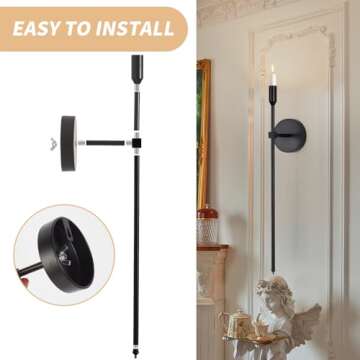 Modern Black Candle Sconces - Elegant Wall Decor Set of 2