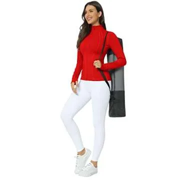 QUEENIEKE Women Athletic Jackets Cottony-Soft Full Zip Slim Fit Workout Running Jacket with Pockets(M,Red)