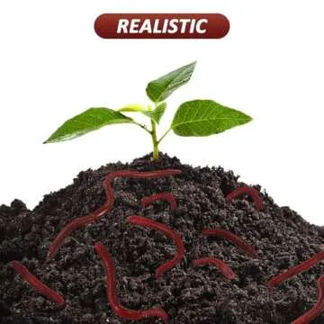 Gejoy 16 Pieces Fake Earthworm Plastic Lifelike Worm Soft Stretchy Rubber Earthworms Trick Toy for Halloween April Fool's Day Party