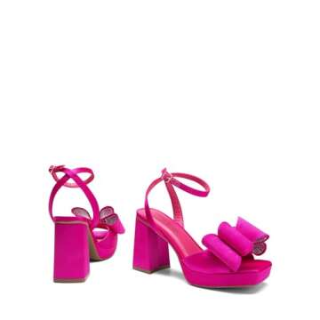 DREAM PAIRS Chunky Heels for Weddings & Parties - Hot Pink