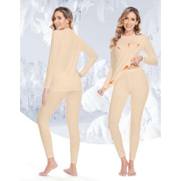 YADIFEN Women Thermal Underwear Set,Long Johns for Women Base Layer with Fleece Lined Long Underwear...