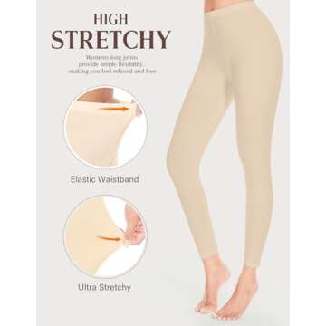 YADIFEN Women Thermal Underwear Set,Long Johns for Women Base Layer with Fleece Lined Long Underwear Top Bottom Cold Weather Nude