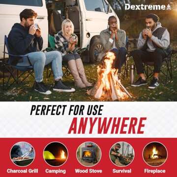 Dextreme Fire Starter (60 PCS) Natural Fire Starters for Campfire, Charcoal Starter, Fireplace, Wood Stove, BBQ, Chimney, Fire Pit, and Grill | All Weather, Odorless, Non-Toxic, w/10 Min Burning Time