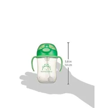 Amazon Brand - Mama Bear Silicone Weighted Straw Sippy Cup, 9 Ounces, Pack of 2, Blue/Green