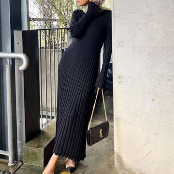 Women Ribbed Knit Bodycon Maxi Dress - Trendy and Elegant
