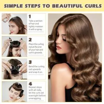 Satin Heatless Overnight Curling Rods for Blowout Curls - No Heat Hair Curlers to Sleep In for Short Hair (4 Black)