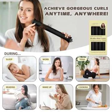Satin Heatless Overnight Curling Rods for Blowout Curls - No Heat Hair Curlers to Sleep In for Short Hair (4 Black)