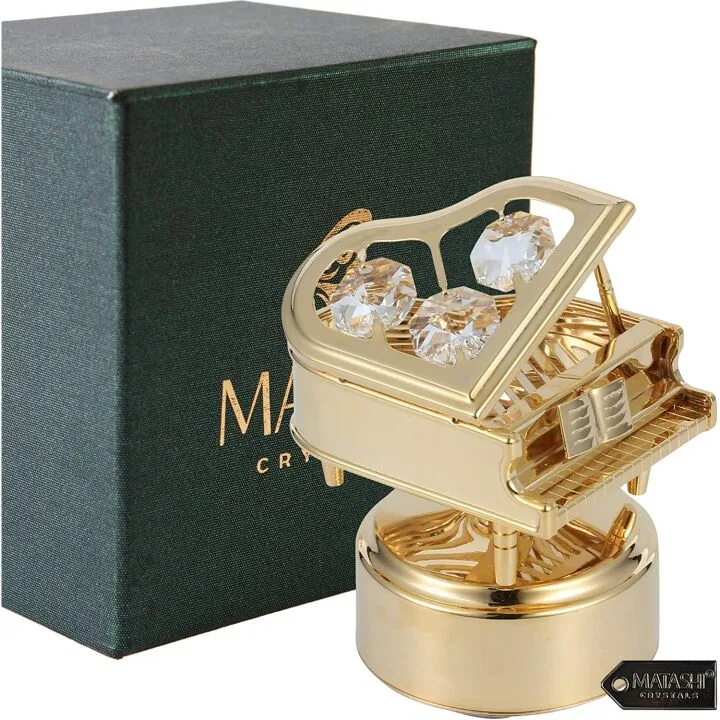 Swan Lake Music Box Gift - Gold Piano Figurine